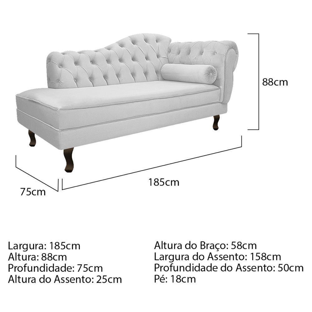 Kit Diva Recamier Diana 185Cm Lado Esquerdo E 01 Poltrona Classic Suede - Amarena Móveis Branco - 6