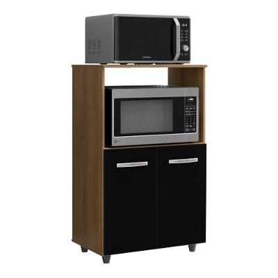 Armário Multiuso Cozinha Para Forno Micro-ondas Thaís 02 Portas Savana Preto - Desk Design