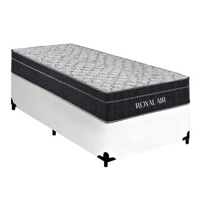Cama Box com Colchão Solteiro Royal Air Pillow Top Molas Ensacadas Baú Lateral Preto