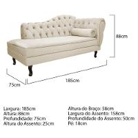 Kit Diva Recamier Diana 185Cm Lado Esquerdo E 01 Poltrona Classic Suede - Amarena Móveis Bege - 6