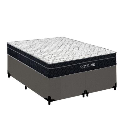 Kit Cama Box Casal Royal Air Pillow Top Molas Ensacadas Suede Royal