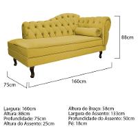 Kit Diva Recamier Diana 160Cm Lado Esquerdo E 02 Poltronas Julia Suede - Amarena Móveis Amarelo - 3