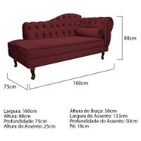 Kit Diva Recamier Diana 160Cm Lado Esquerdo E 02 Poltronas Julia Suede - Amarena Móveis Bordô - 3