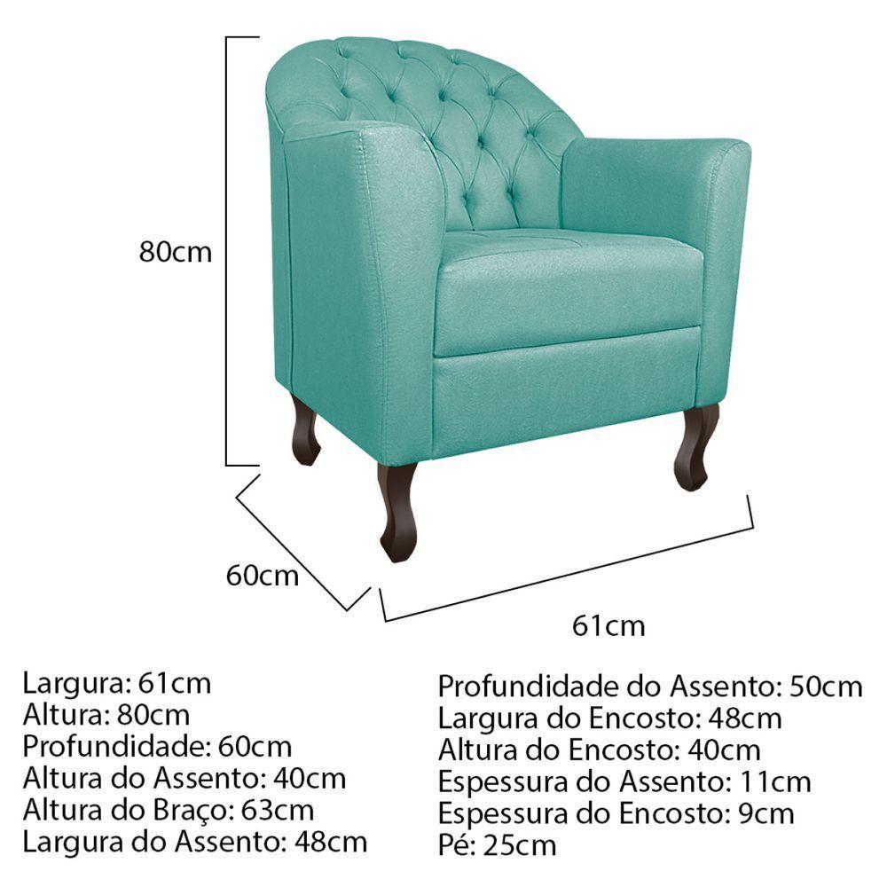 Kit Diva Recamier Diana 160Cm Lado Esquerdo E 02 Poltronas Julia Suede - Amarena Móveis Azul Tiffany - 2