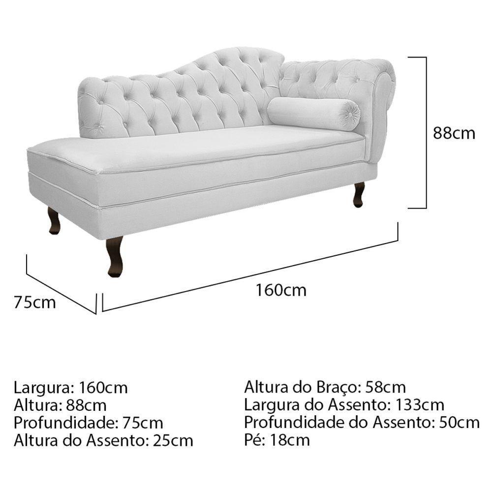 Kit Diva Recamier Diana 160Cm Lado Esquerdo E 02 Poltronas Julia Suede - Amarena Móveis Branco - 1