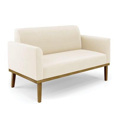 Sofá Namoradeira Marisa 2 Lugares 114CM Mostarda Veludo Base Madeira Castanho D'Rossi