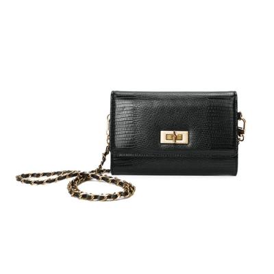 Bolsa Carteira Transversal Santa Lolla Lizard Sintético Preta Feminina