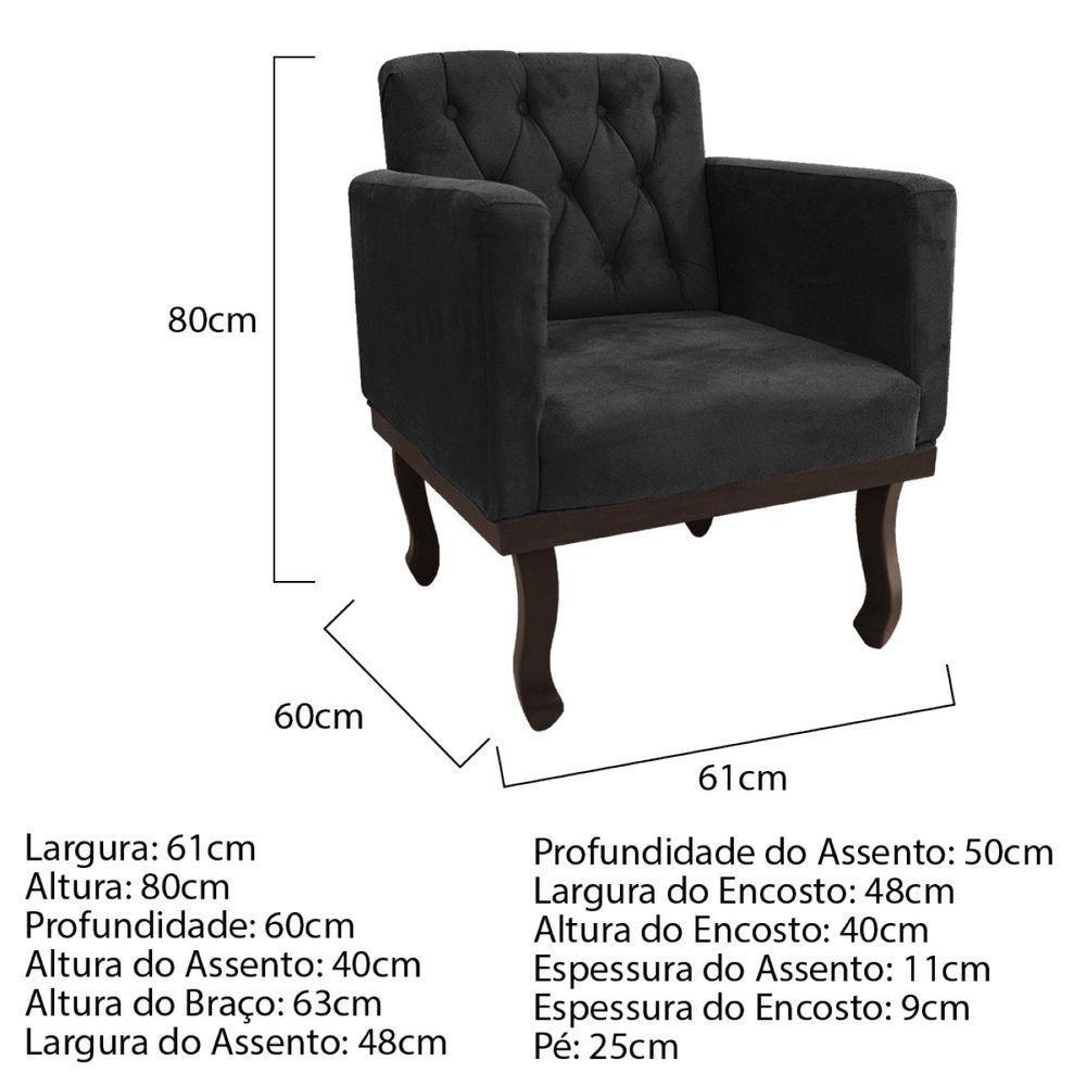 Kit Diva Recamier Diana 160Cm Lado Esquerdo E 01 Poltrona Classic Suede - Amarena Móveis Preto - 5