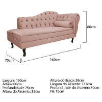Kit Diva Recamier Diana 160Cm Lado Esquerdo E 01 Poltrona Classic Suede - Amarena Móveis Rosê - 6