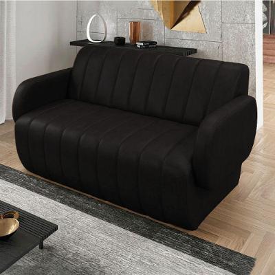 Sofá Túlio 2 Lugares 148CM Preto Couro Sintético D'Rossi