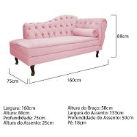 Kit Diva Recamier Diana 160Cm Lado Esquerdo E 01 Poltrona Classic Suede - Amarena Móveis Rosa Bebê - 6