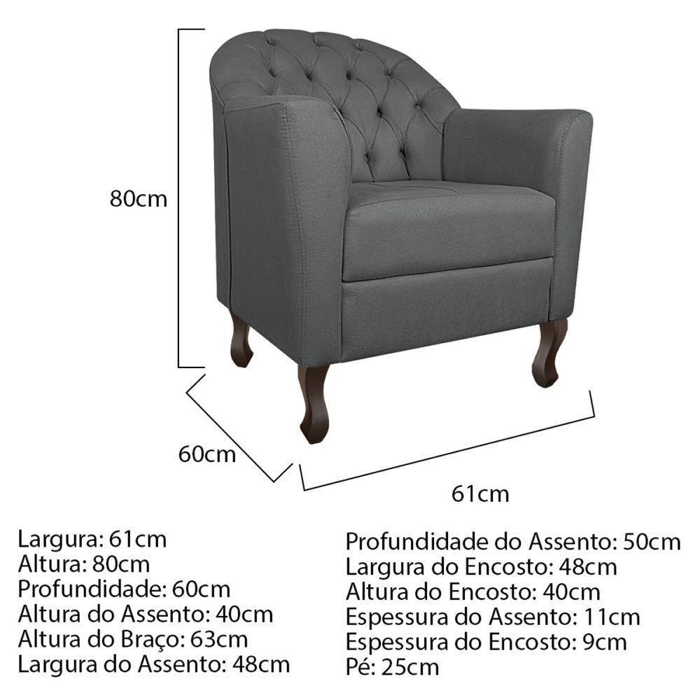 Kit Diva Recamier Diana 160Cm Lado Esquerdo E 02 Poltronas Julia Corano - Amarena Móveis Cinza - 2
