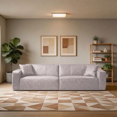 Sofá Murilo 4 Lugares 228CM Cinza Couro Sintético D'Rossi