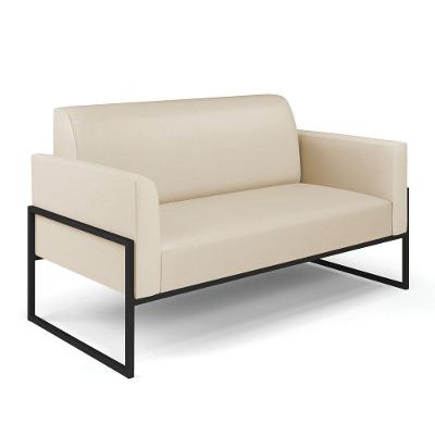 Sofá Namoradeira Marisa Industrial 2 Lugares 114CM Cinza Couro Sintético D'Rossi