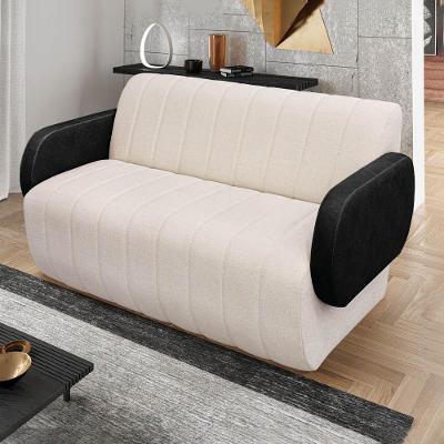 Sofá Túlio 3 Lugares 168CM Preto e Off White Sintético PU D'Rossi