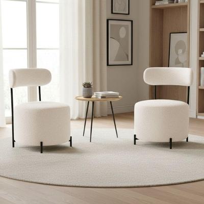 Kit 2 Poltronas Virgínia Decorativas Bouclê Pés de Aço Bege D'Rossi