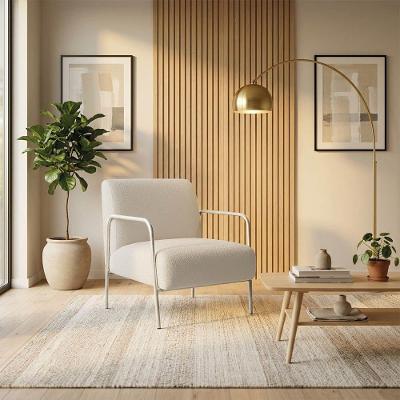 Poltrona Decorativa Helena Suede Base Aço Champanhe Bege D'Rossi