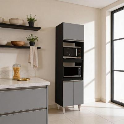 Paneleiro Torre Quente Ruth L06 2 Portas MDP 56CM Preto e Cinza D'Rossi