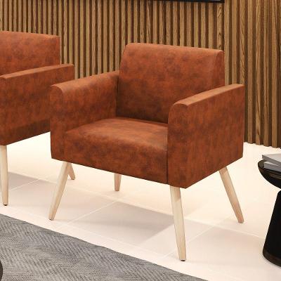 Poltrona Marisa Decorativa Pé Palito Sintético PU Camel D'Rossi