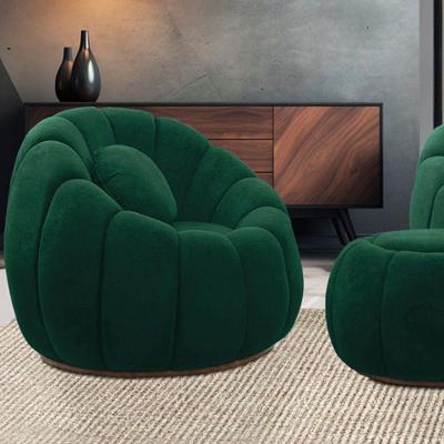 Poltrona Cloud Giratória Bouclê Verde Confortável D'Rossi