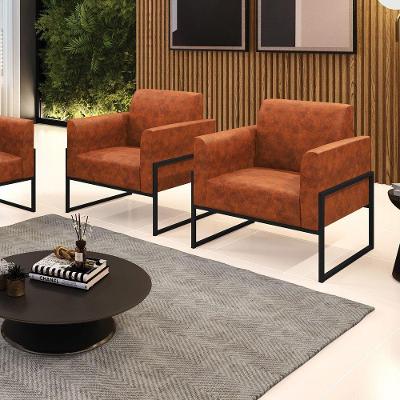 Kit 2 Poltronas Marisa Industrial Sintético Espuma D26 Whisky D'Rossi