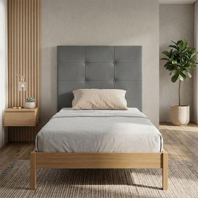 Cabeceira Solteiro Luna 90cm na Parede Estofada Suede Cinza D'Rossi