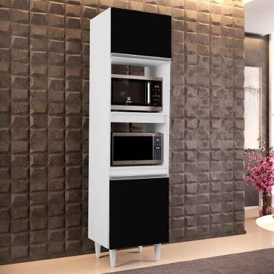 Paneleiro Torre Ruth L06 2 Portas MDP 56CM Branco e Preto D'Rossi