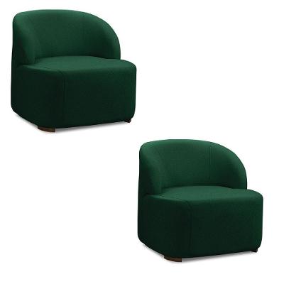 Kit 2 Poltronas Diully Orgânicas Bouclê Verde Pés Madeira D'Rossi
