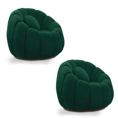 Kit 02 Poltronas Cloud Bouclê E03 Decorativas Giratórias Verdes D'Rossi
