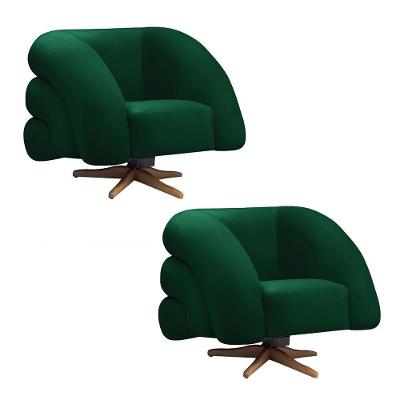 Kit 2 Poltronas Tana Giratórias com Balanço Bouclê Verde D'Rossi