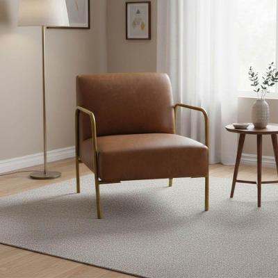 Poltrona Helena Couro Sintético PU Base Aço Dourado Whisky D'Rossi