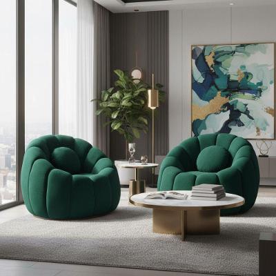 Kit 2 Poltronas Cloud Bouclê Orgânica Fixa com Almofada Verde D'Rossi