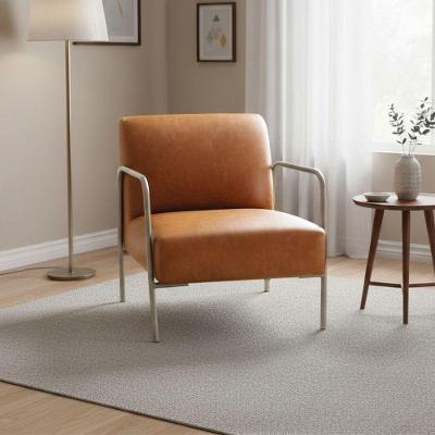 Poltrona Decorativa Helena Couro Sintético PU Espuma D26 Camel D'Rossi