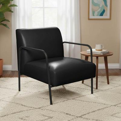 Poltrona Decorativa Helena Sintético PU Base Aço Preto D'Rossi