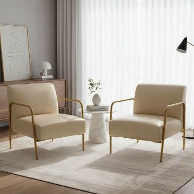 Kit 2 Poltronas Helena Base Aço Dourado Sintético Bege D'Rossi