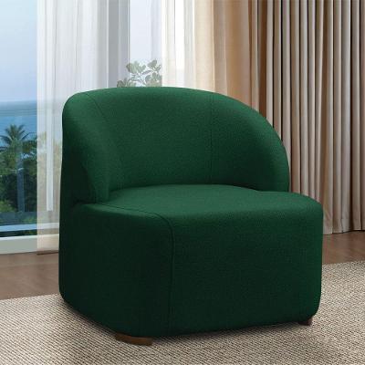 Poltrona Decorativa Diully Bouclê Pés de Madeira Verde D'Rossi