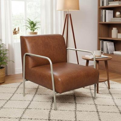 Poltrona Decorativa Helena Couro Sintético PU Espuma D26 Nozes D'Rossi