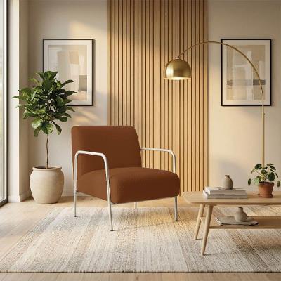 Poltrona Decorativa Helena Suede Base Aço Champanhe Terracota D'Rossi
