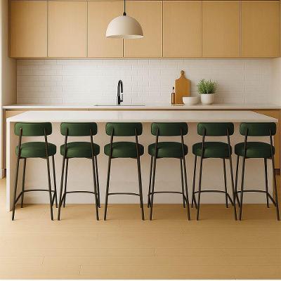 Kit 6 Banquetas Londres PU com Encosto Industrial Verde D'Rossi