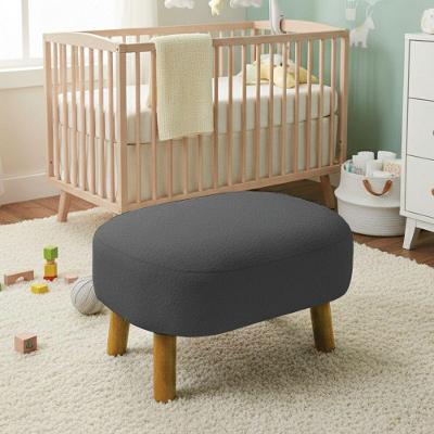Puff Decorativo Jhessy Madeira Maciça Revestimento Suede Grafite D'Rossi