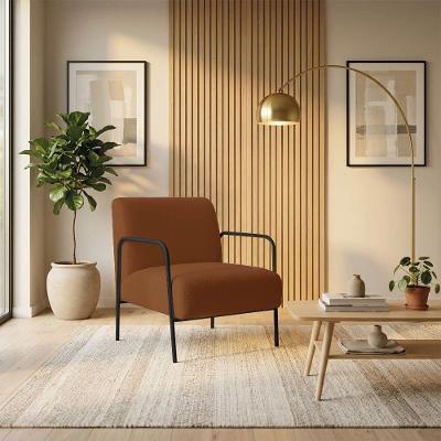 Poltrona Decorativa Helena Bouclê Base Aço Espuma D26 Terracota D'Rossi