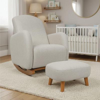 Poltrona Amamentação Balanço Puff Jhessy Madeira 72CM Cinza D'Rossi