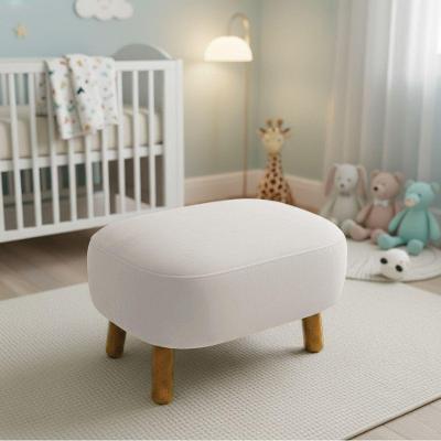 Puff Decorativo Jhessy Madeira Suede Cinza D'Rossi