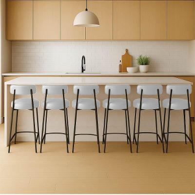 Kit 6 Banquetas Altas Londres PU Base Fixa com Encosto Branco D'Rossi