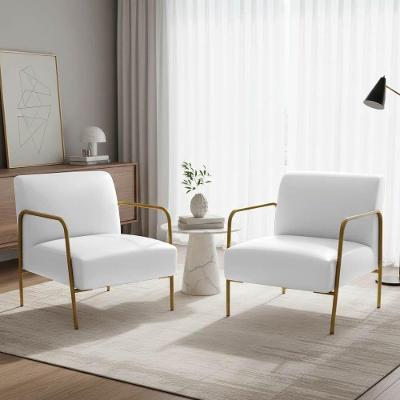 Kit 2 Poltronas Helena Base Aço Dourado Sintético PU Branco D'Rossi