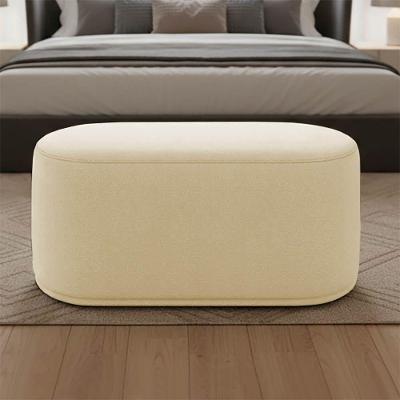 Puff Orgânico Malu Max Bouclê Espuma D-23 Revestimento Suede Bege D'Rossi