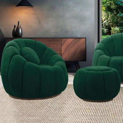 Poltrona e Puff Cloud Bouclê E03 Decorativo Fixo Verde D'Rossi