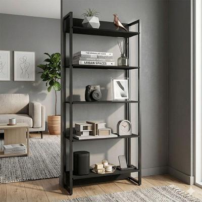 Estante para Livros M05 Industrial 5 Prateleiras Preta Móveis Belo