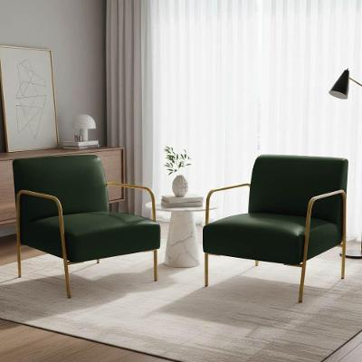 Kit 2 Poltronas Helena Base Aço Dourado Sintético Verde D'Rossi