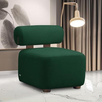 Poltrona Decorativa Helora Bouclê Madeira Maciça Verde D'Rossi